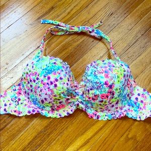 VS balconet halter pushup top floral 32DD like new